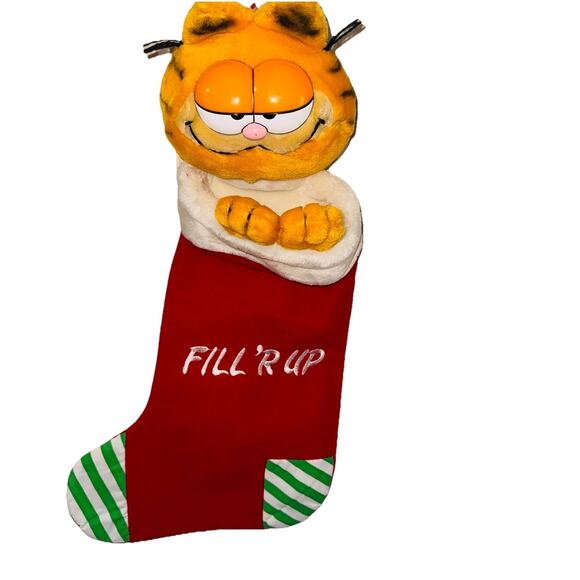 Vintage Dakin 1978/1981 Garfield Christmas Stocking Fill "R Up Red Felt Body - Picture 1 of 7